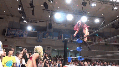 Kay Lee Ray with a hard landing.